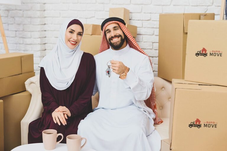 Arab couple holding keys